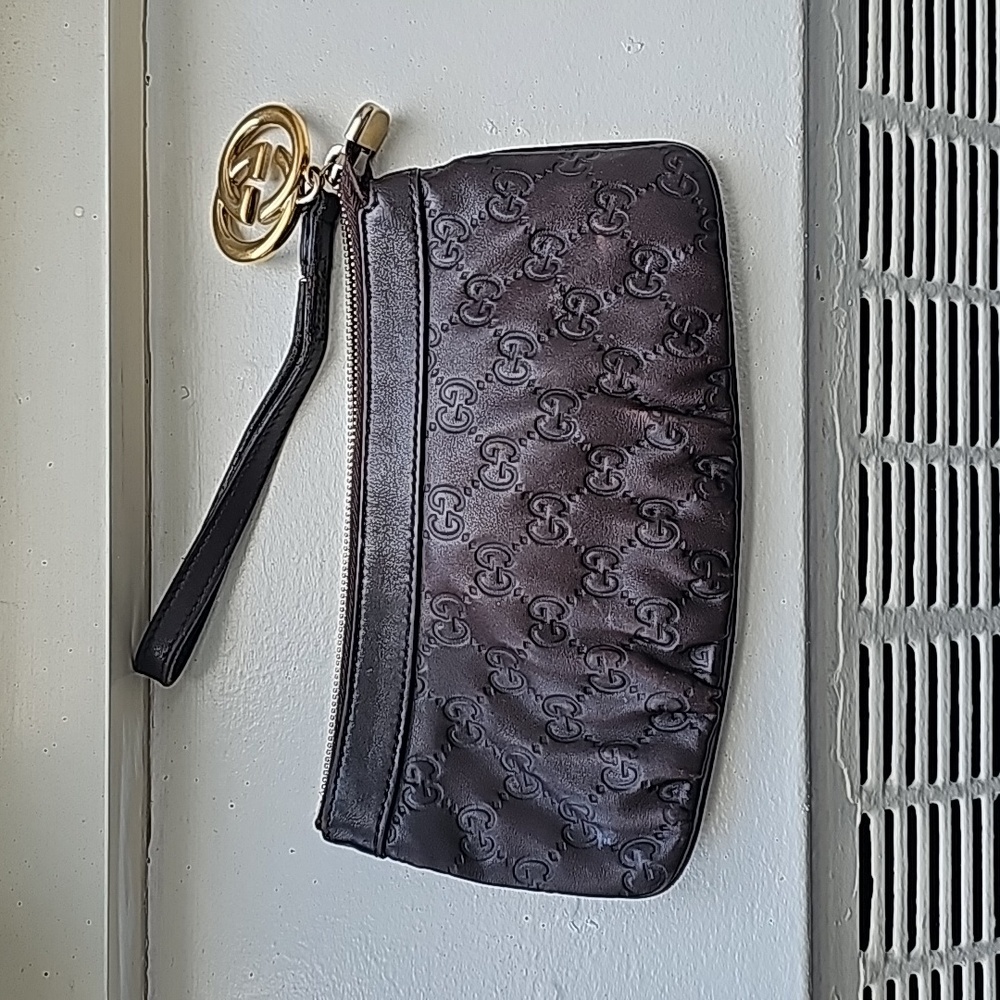 Gucci Brown Wristlet Bag